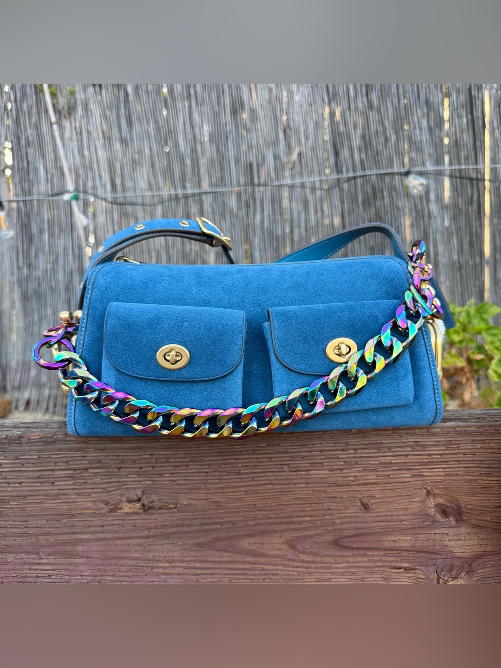 Novelty Strap| Bag Strap| ‘Oil Slick’ Chunky Metal Chain Link| Heart Shaped